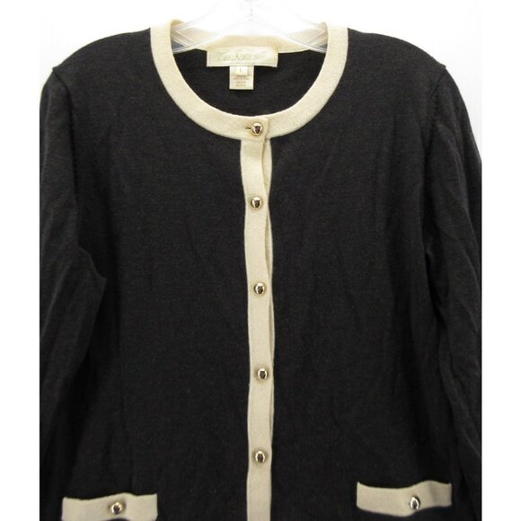 Coach Sweater Large Merino Wool Cardigan Button Up Pockets knit - Picture 2 of 10